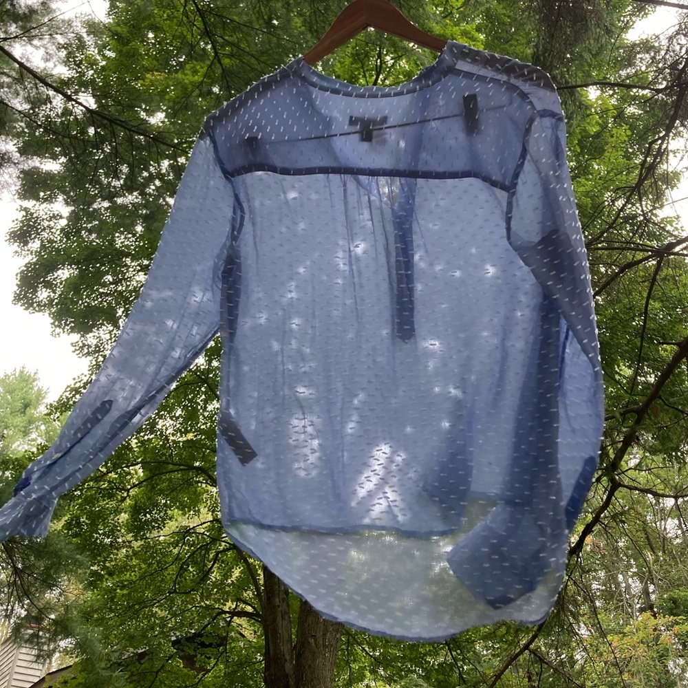 J. Crew Long-sleeve silk Swiss dot blouse 2 EUC